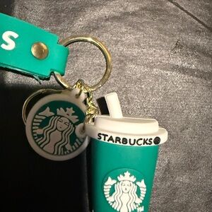 Starbucks Teal Keychain with Cup Charm